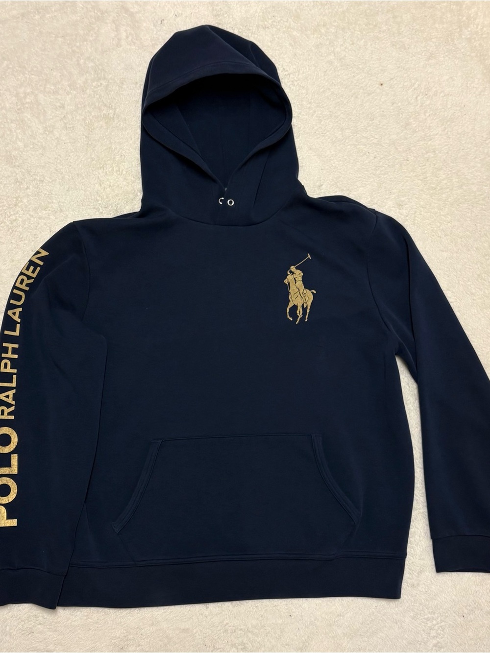 Men’s Polo Ralph Lauren Big Pony Hoodie Sweatshirt XL Active Sleeve Spell Out